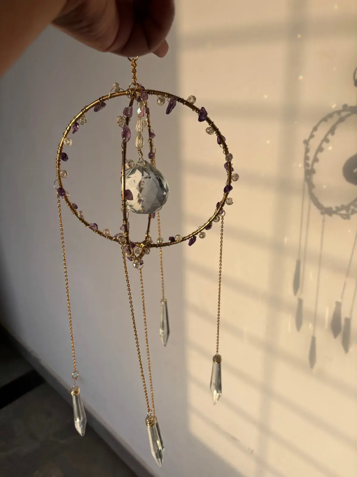Ellora Sun catcher with adorned Amethyst Crystals
