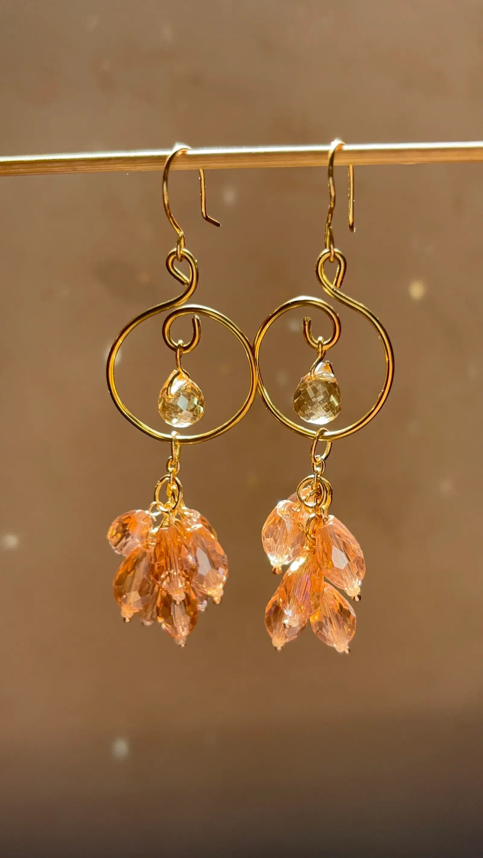 Golden Cascade Hoop Earrings